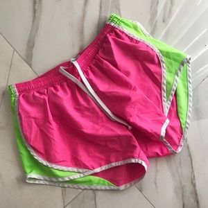 Neon Pink & Green Soffe Dry-Fit Athletic Shorts S